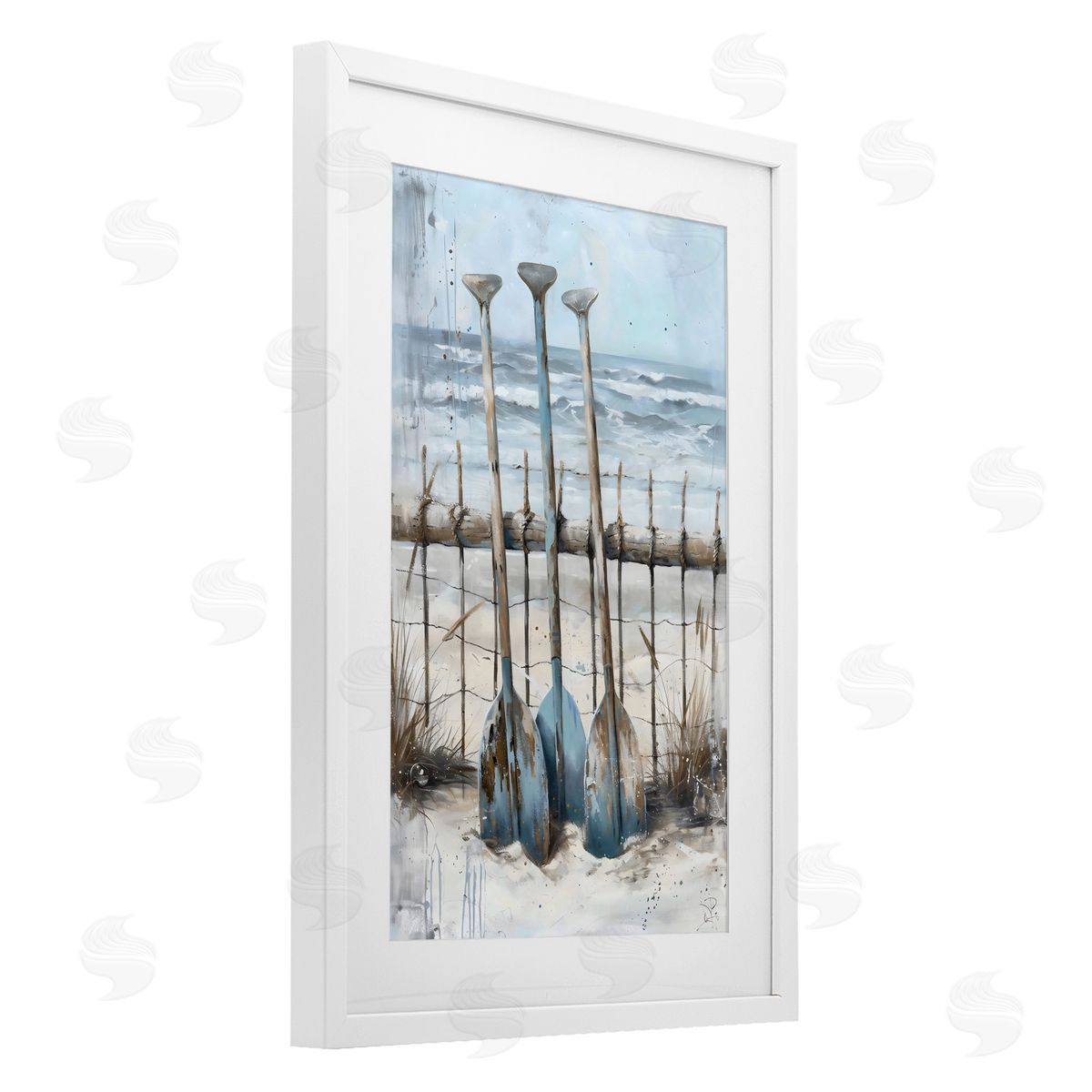 LSR Creative Studio Summer Oars Against Fence Canvas Wall Art Print