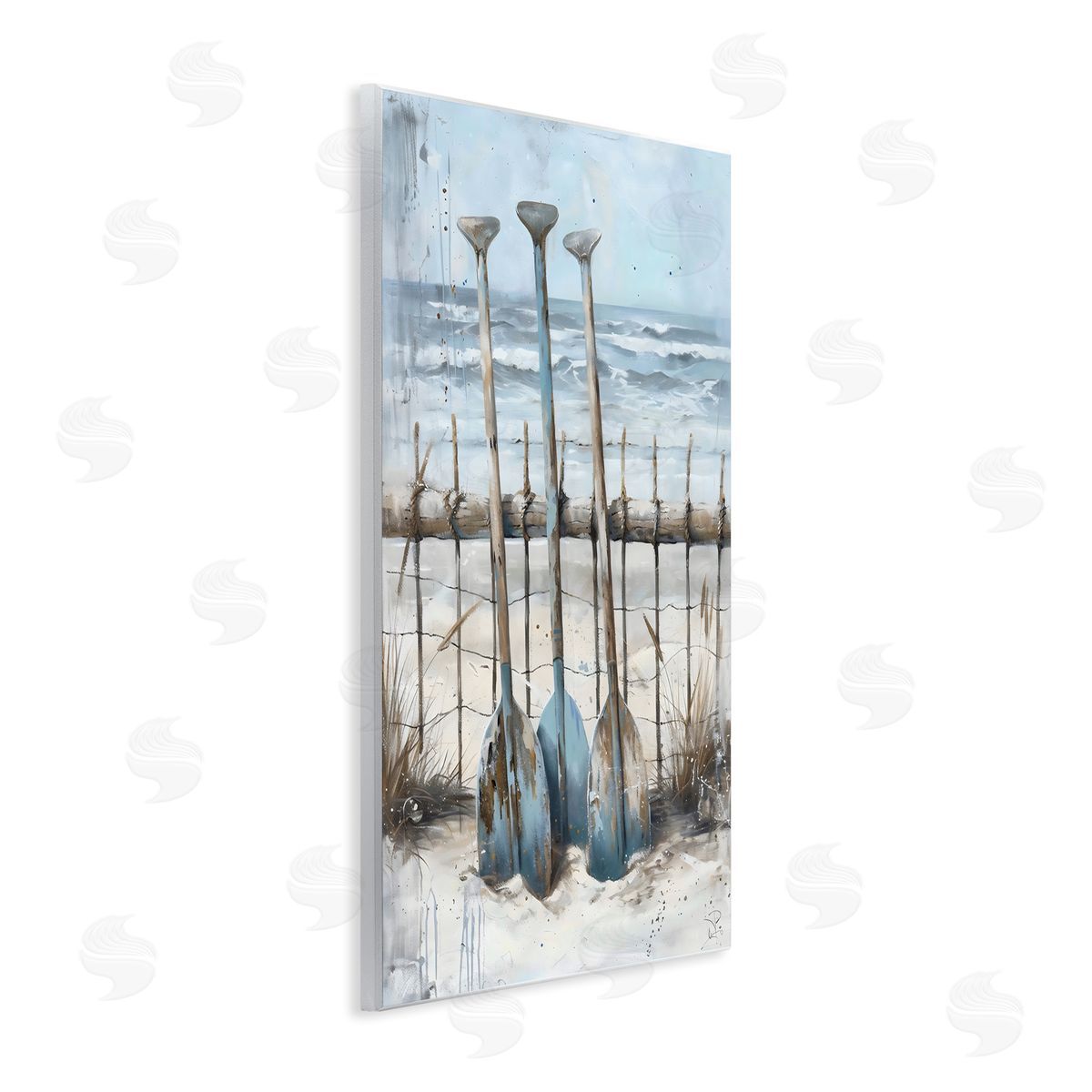 LSR Creative Studio Summer Oars Against Fence Canvas Wall Art Print