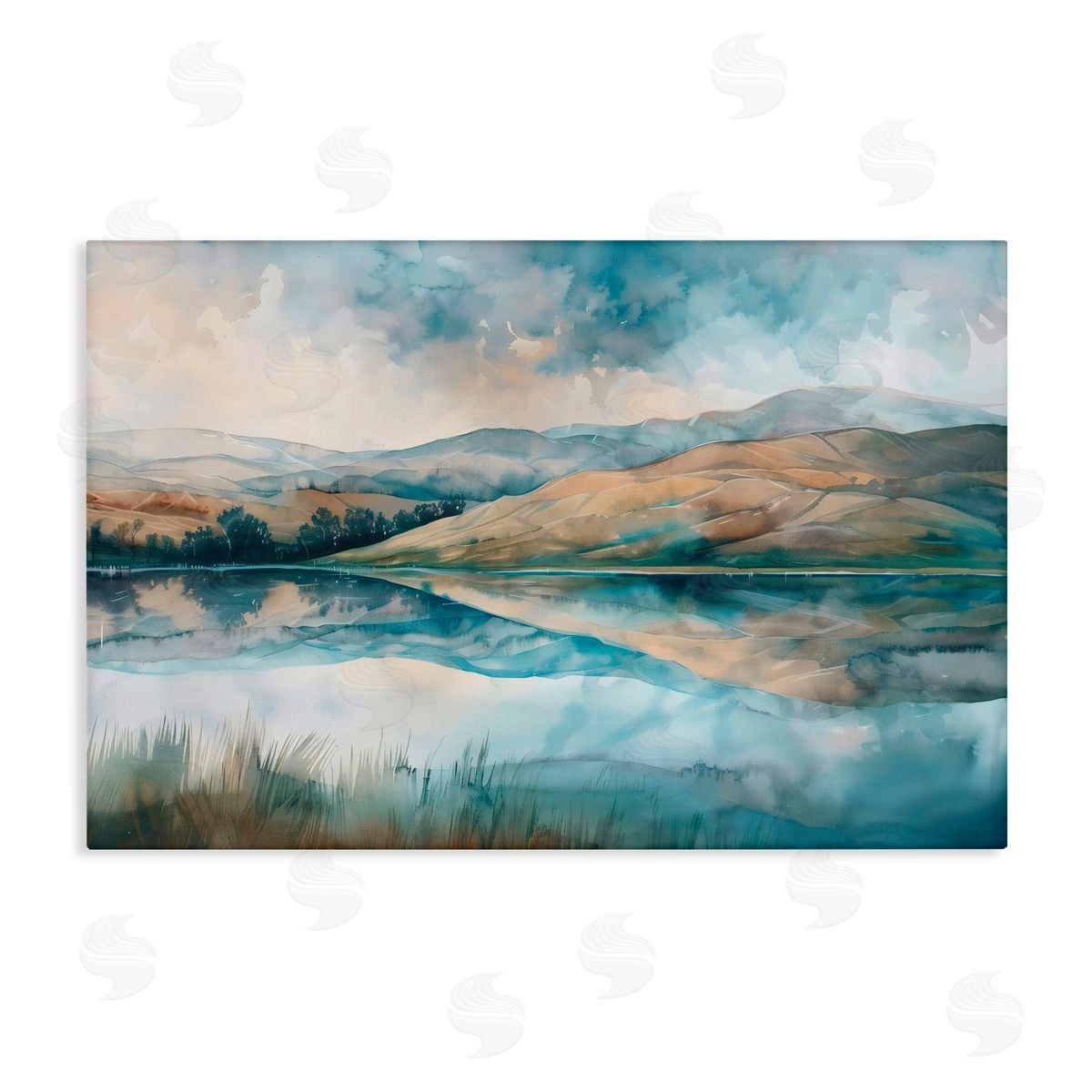 LSR Creative Studio Lake Reflecting Rolling Hills Canvas Wall Art Print