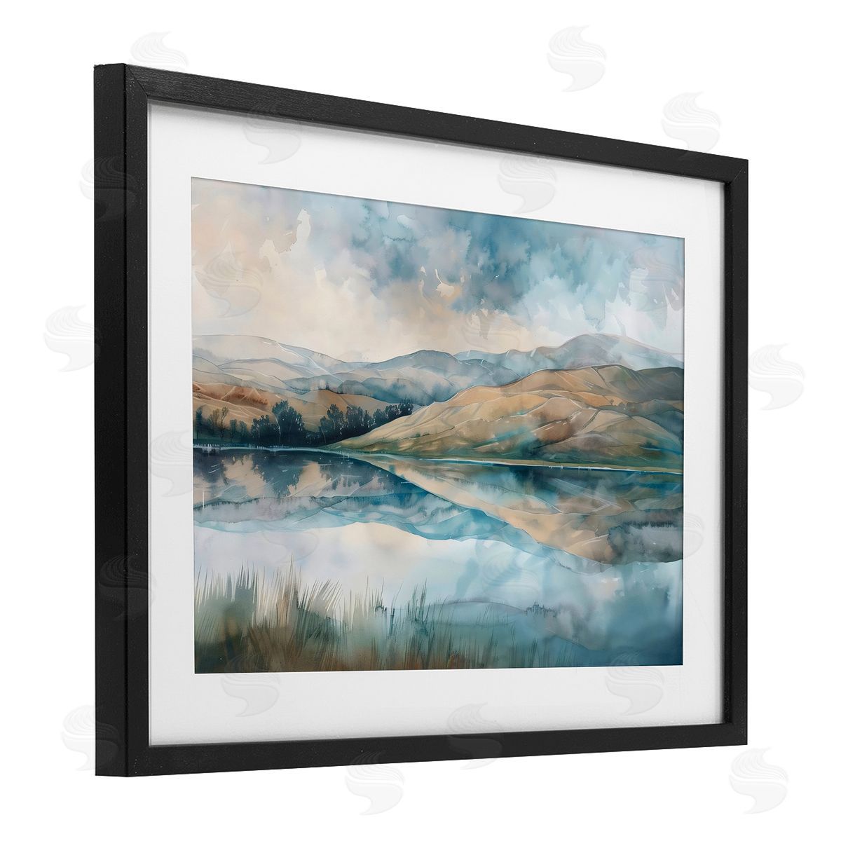 LSR Creative Studio Lake Reflecting Rolling Hills Canvas Wall Art Print
