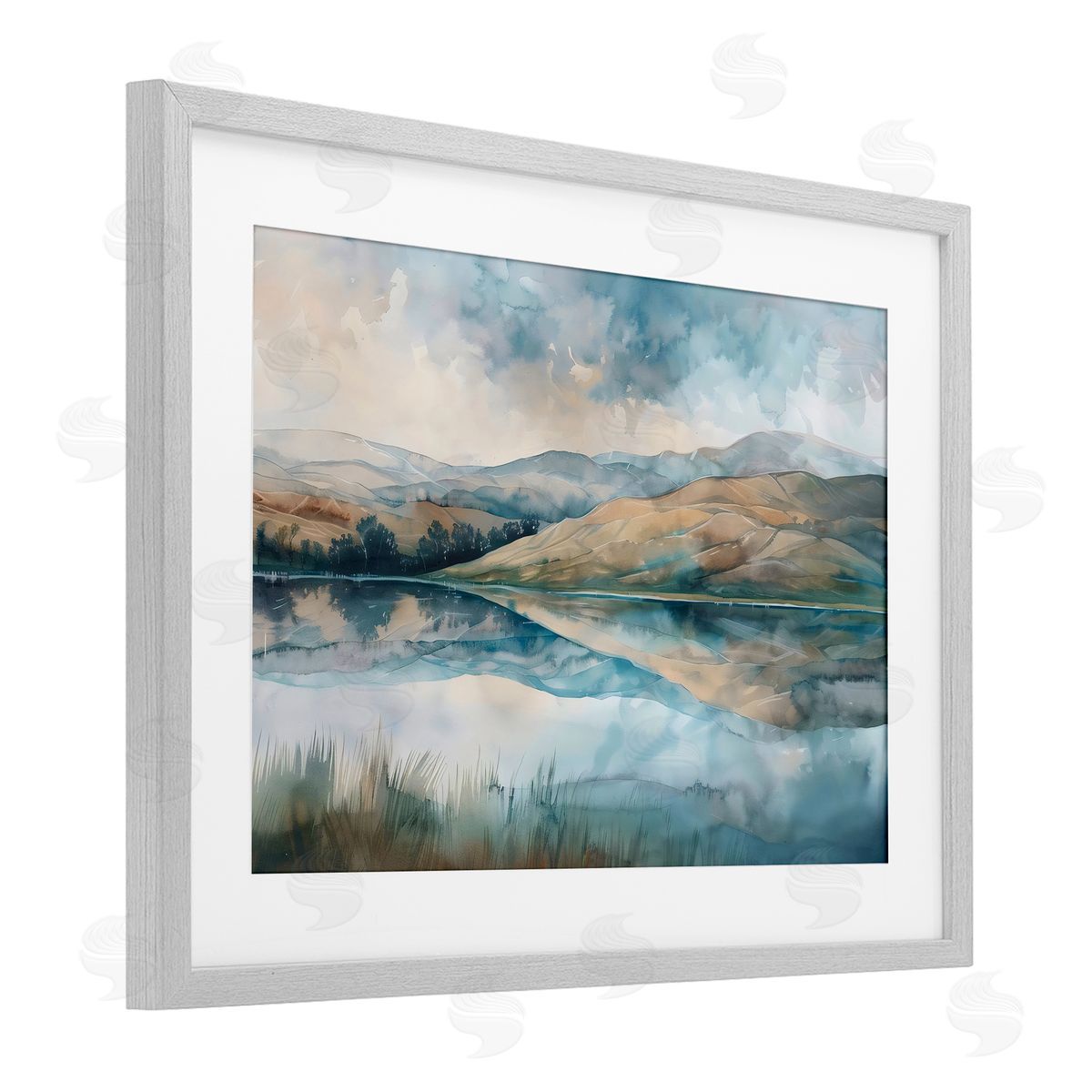 LSR Creative Studio Lake Reflecting Rolling Hills Canvas Wall Art Print