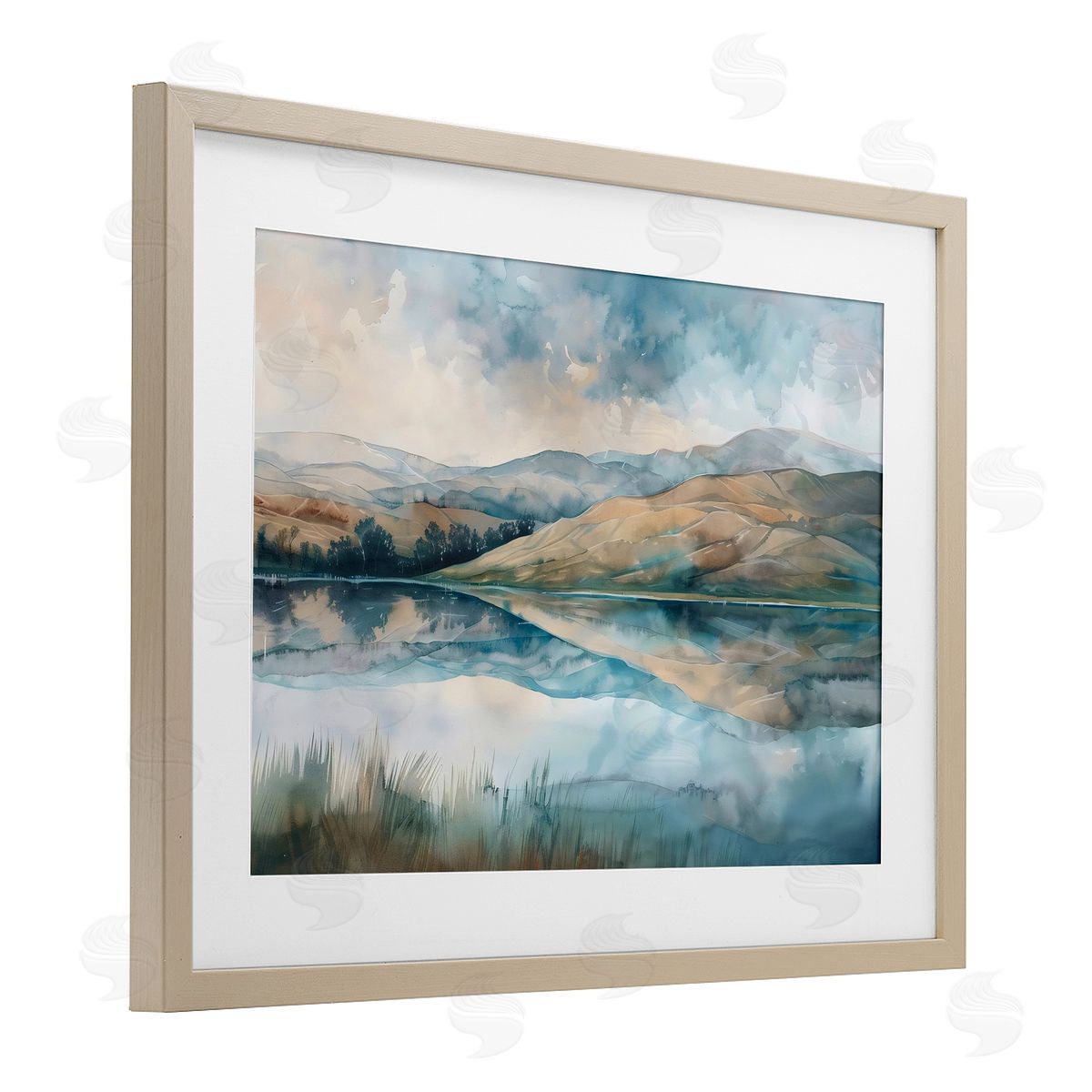 LSR Creative Studio Lake Reflecting Rolling Hills Canvas Wall Art Print