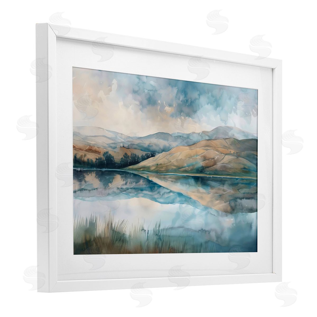 LSR Creative Studio Lake Reflecting Rolling Hills Canvas Wall Art Print