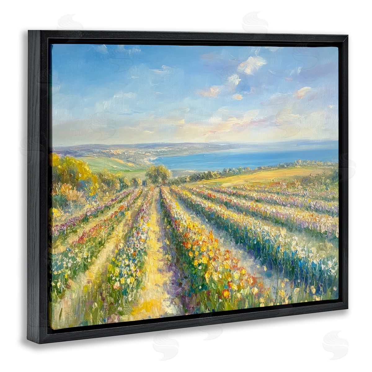 Petal Prints Design Rows Of Flowers Landscape Canvas Wall Art Print