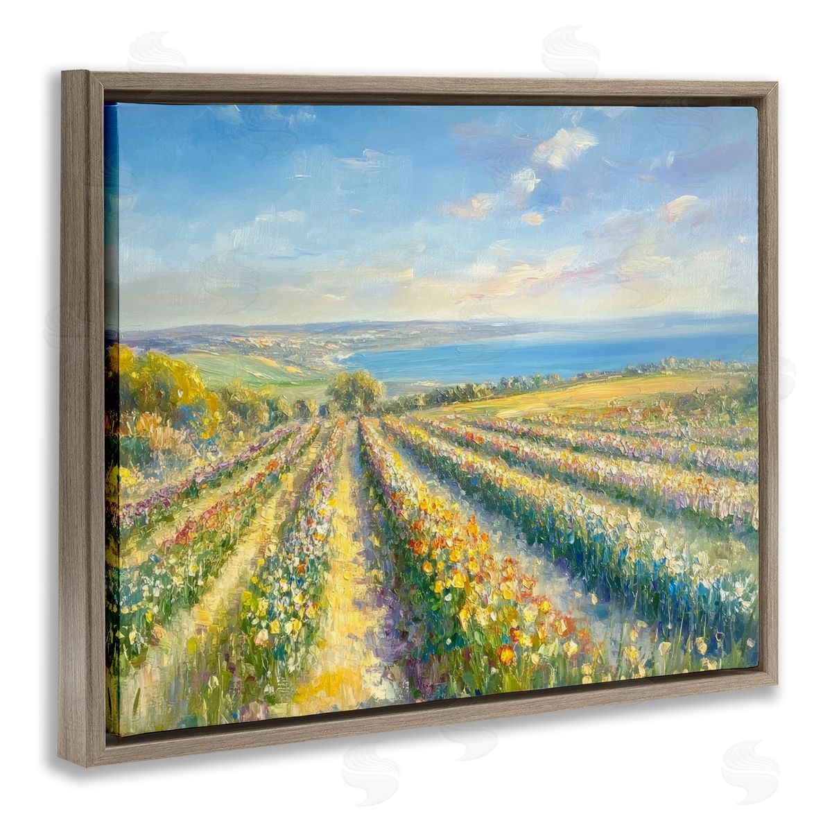 Petal Prints Design Rows Of Flowers Landscape Canvas Wall Art Print