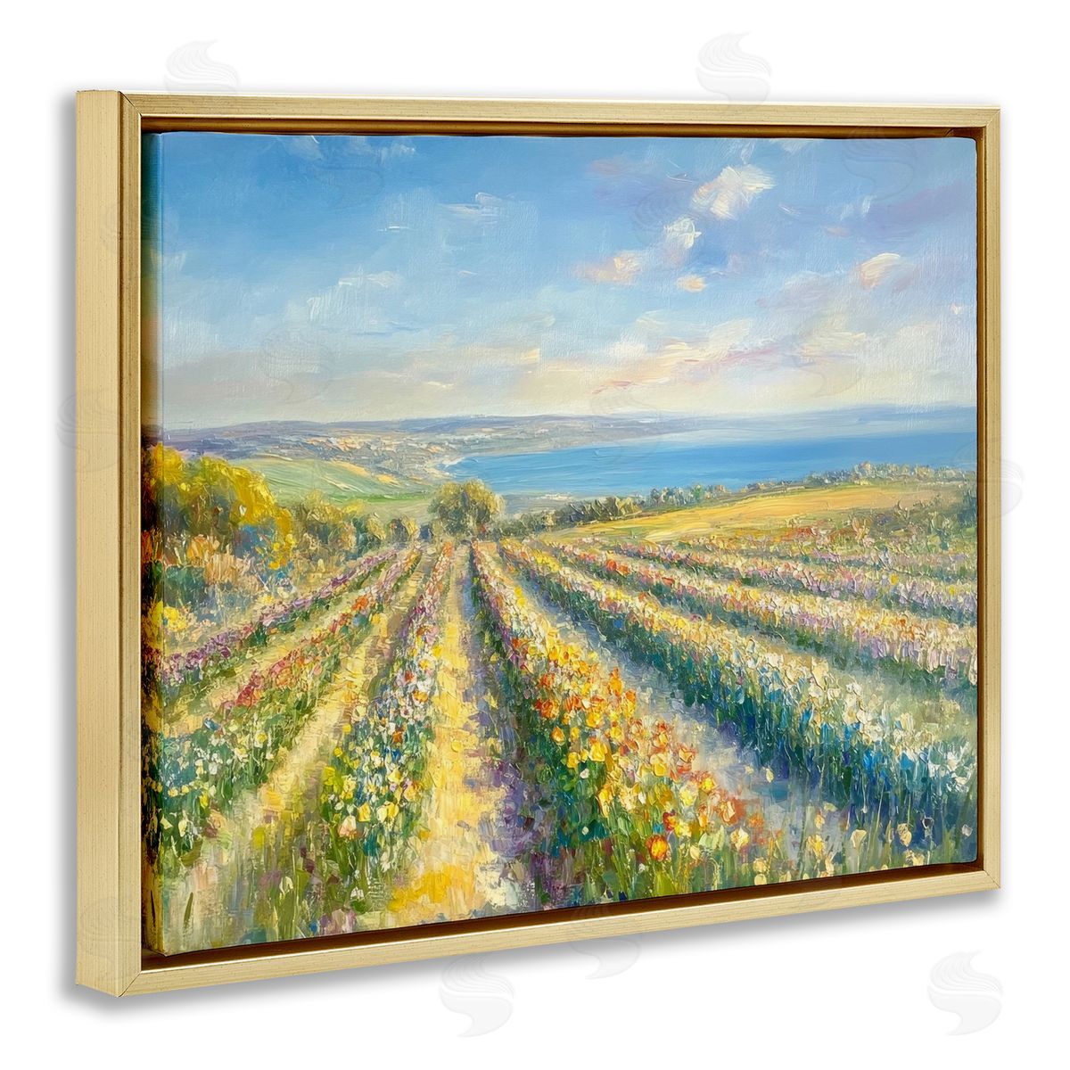 Petal Prints Design Rows Of Flowers Landscape Canvas Wall Art Print