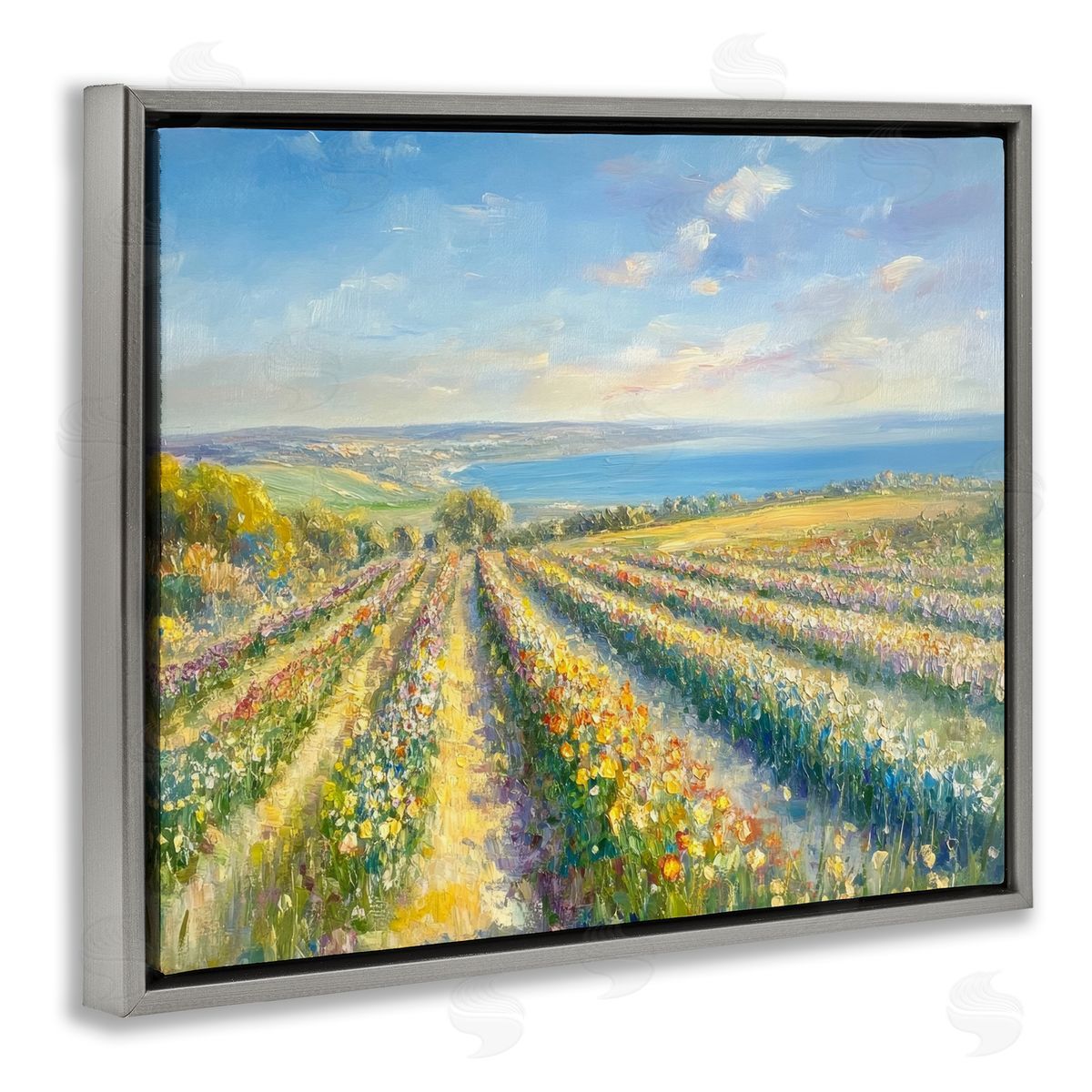 Petal Prints Design Rows Of Flowers Landscape Canvas Wall Art Print