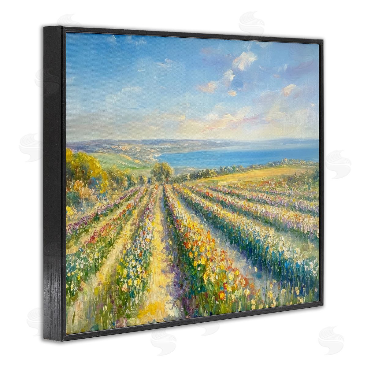 Petal Prints Design Rows Of Flowers Landscape Canvas Wall Art Print