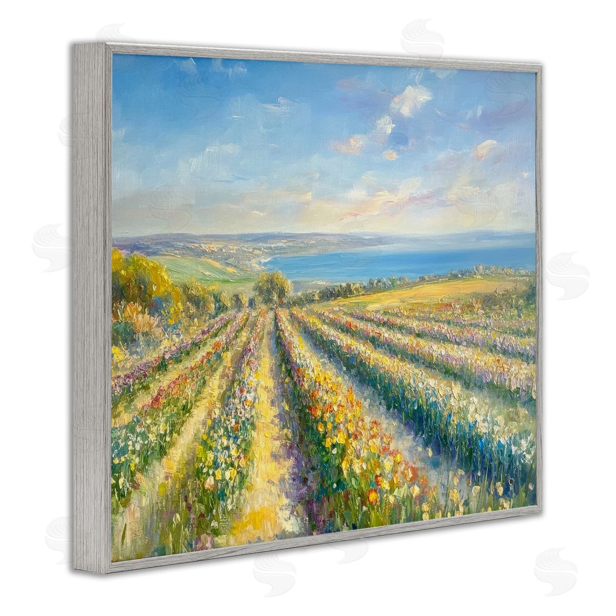 Petal Prints Design Rows Of Flowers Landscape Canvas Wall Art Print