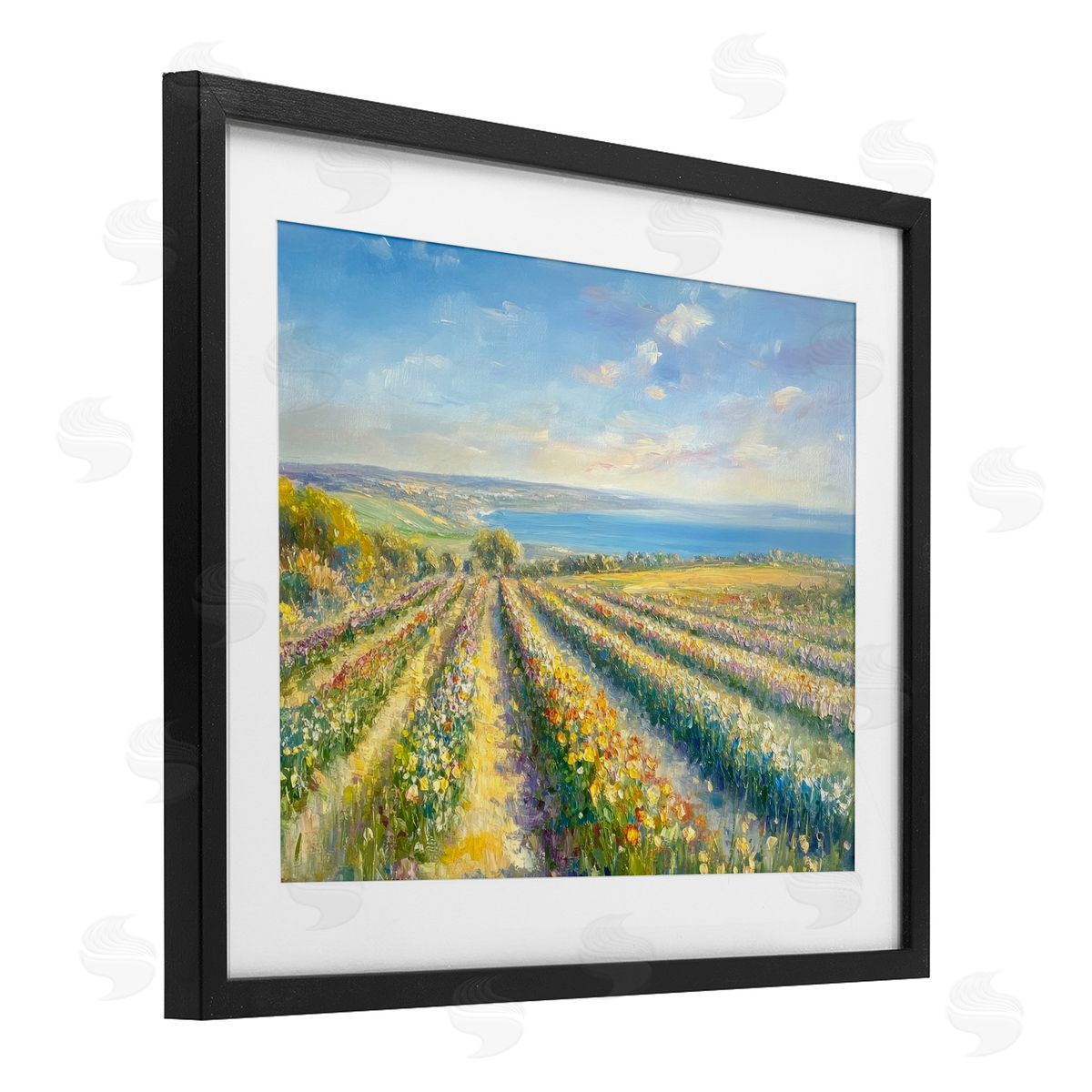 Petal Prints Design Rows Of Flowers Landscape Canvas Wall Art Print