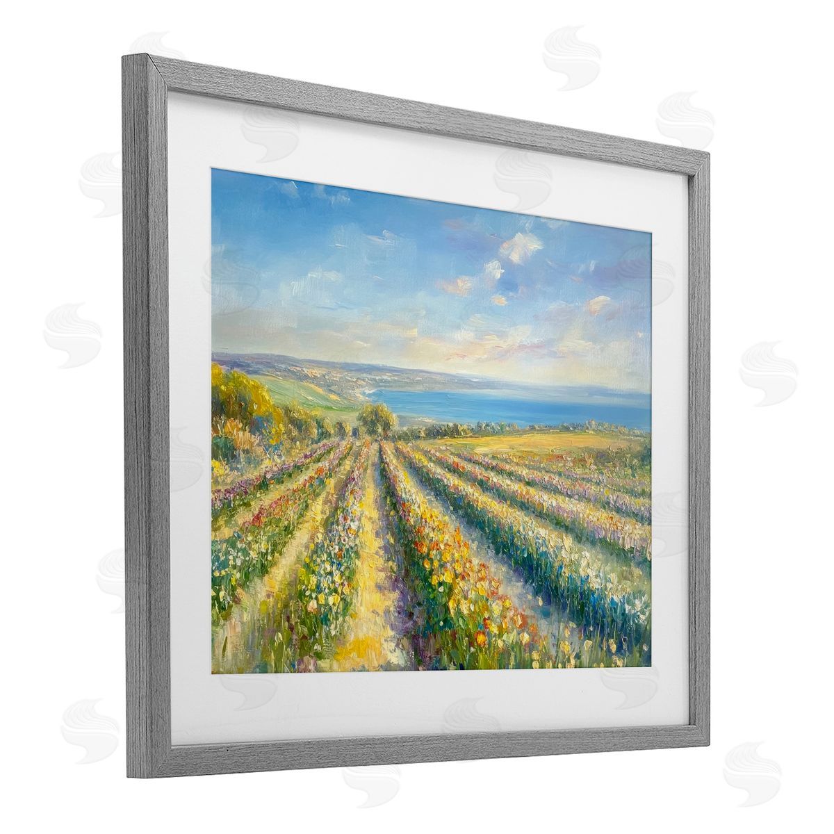 Petal Prints Design Rows Of Flowers Landscape Canvas Wall Art Print