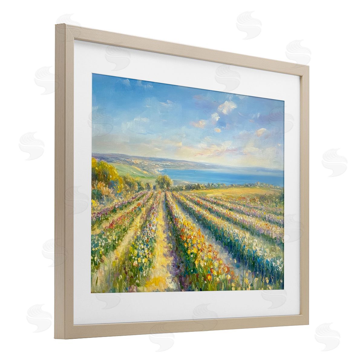 Petal Prints Design Rows Of Flowers Landscape Canvas Wall Art Print