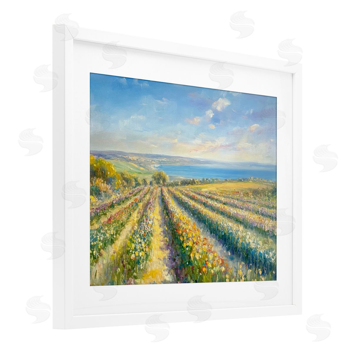 Petal Prints Design Rows Of Flowers Landscape Canvas Wall Art Print