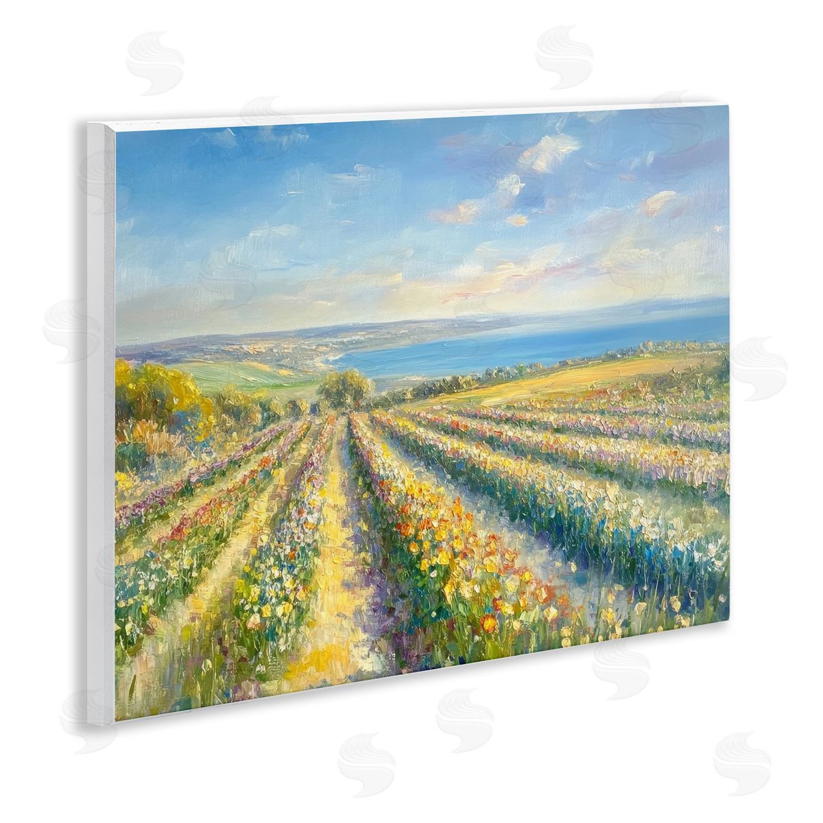 Petal Prints Design Rows Of Flowers Landscape Canvas Wall Art Print