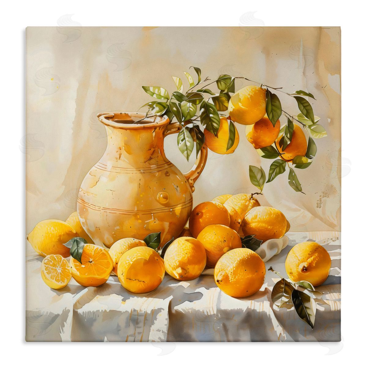 LSR Creative Studio Vintage Lemons and Pitcher Canvas Wall Art Print