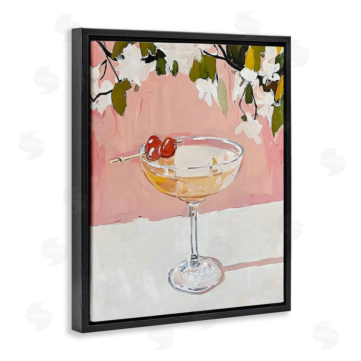 Riley B Pink Cocktail with Apple Blossoms Canvas Wall Art Print