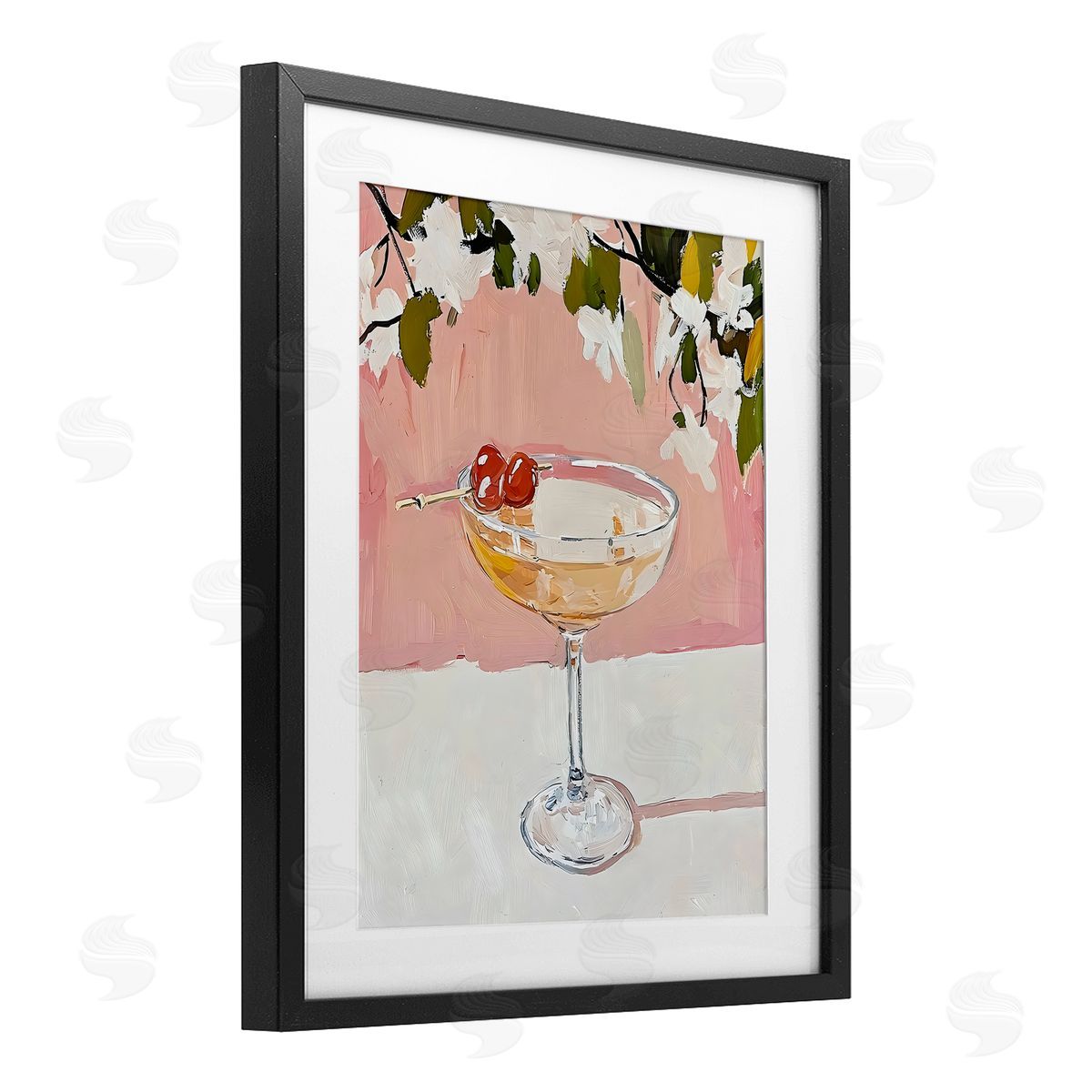 Riley B Pink Cocktail with Apple Blossoms Canvas Wall Art Print