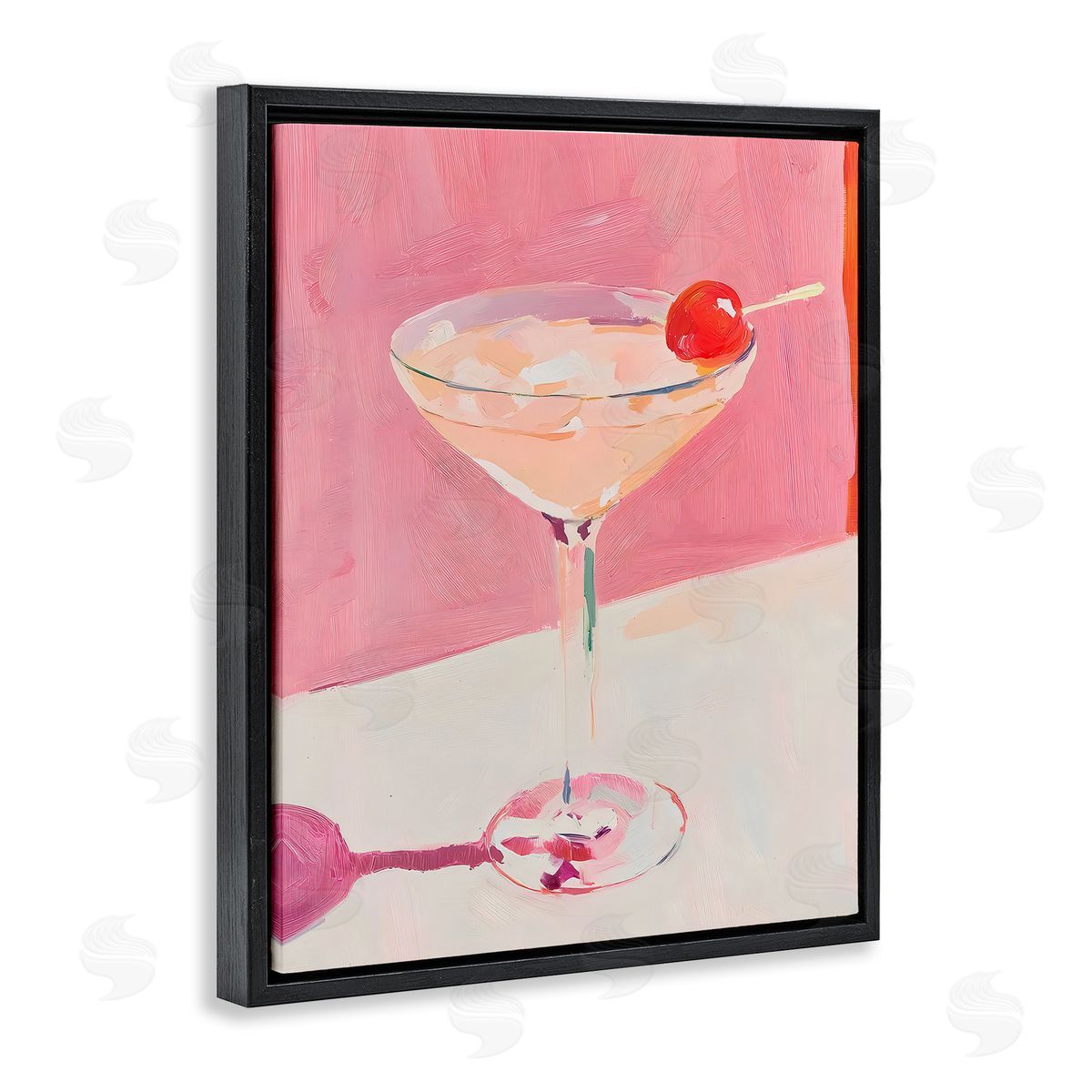 Riley B Pink Cherry Cocktail Canvas Wall Art Print