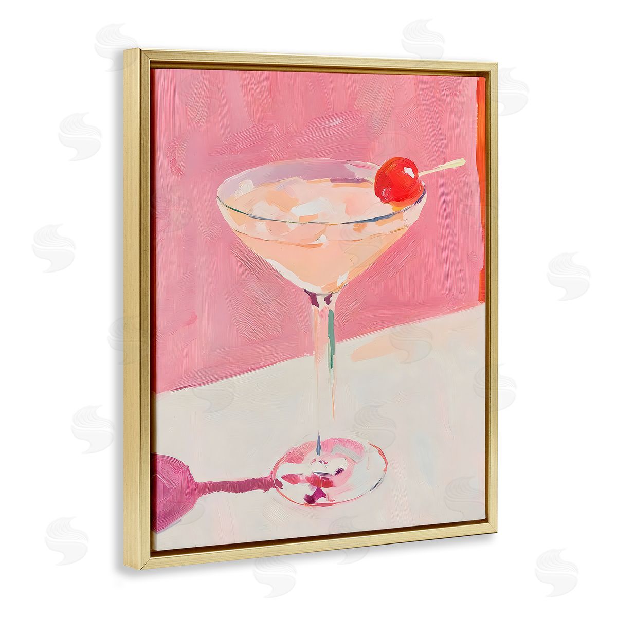 Riley B Pink Cherry Cocktail Canvas Wall Art Print