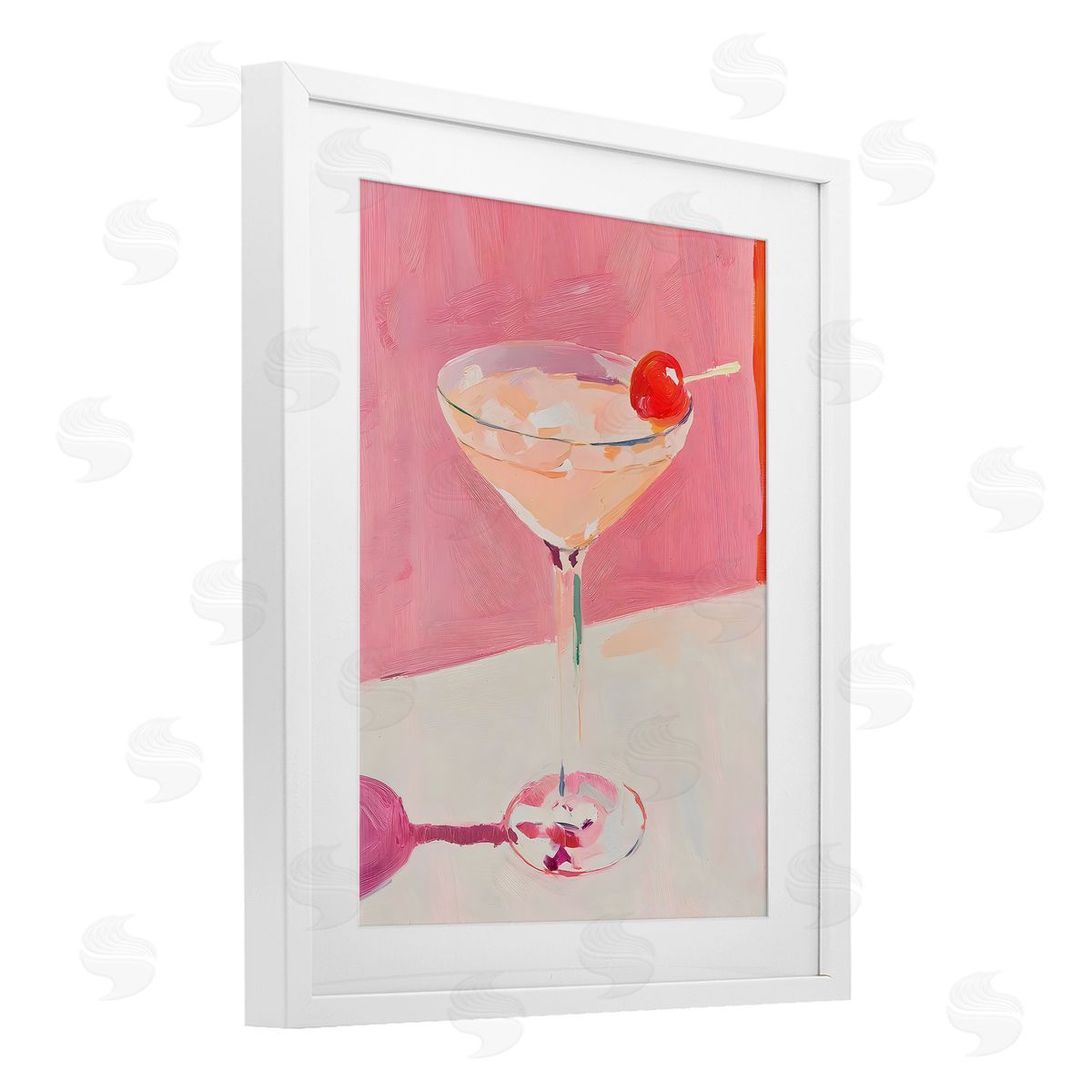 Riley B Pink Cherry Cocktail Canvas Wall Art Print