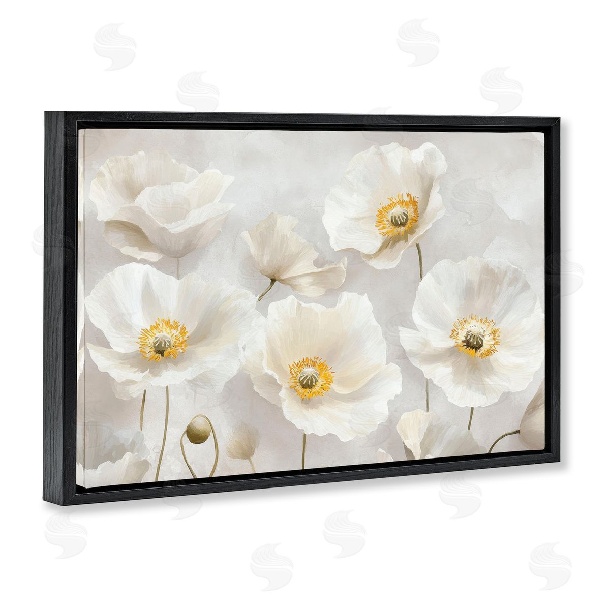 Petal Prints Design Elegant White Floral Canvas Wall Art Print