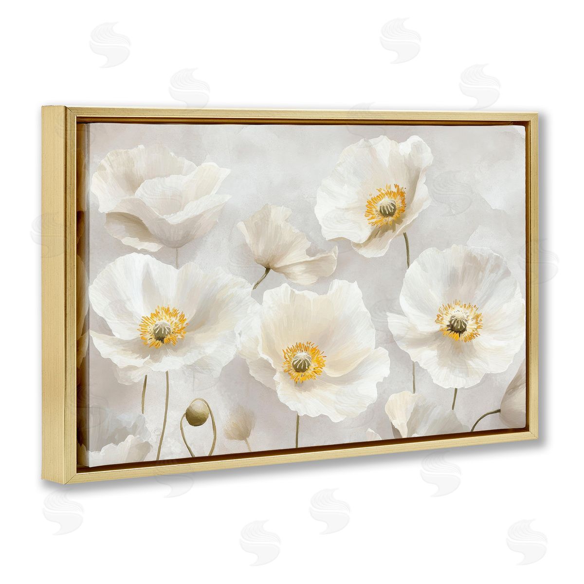 Petal Prints Design Elegant White Floral Canvas Wall Art Print