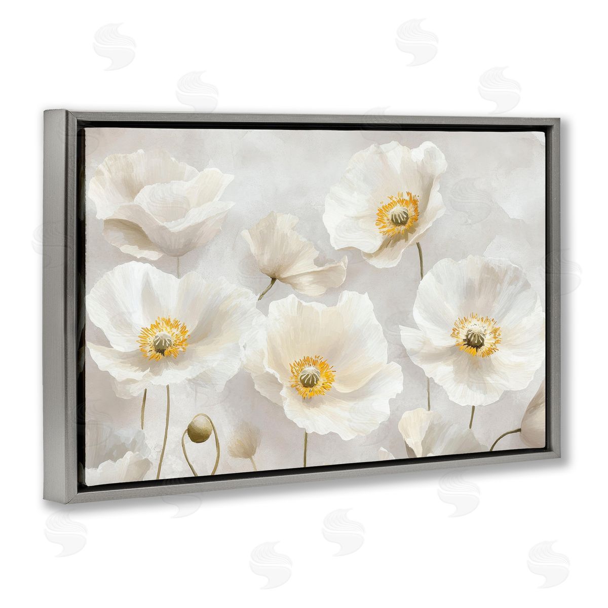 Petal Prints Design Elegant White Floral Canvas Wall Art Print