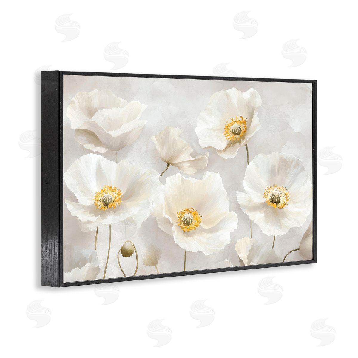 Petal Prints Design Elegant White Floral Canvas Wall Art Print