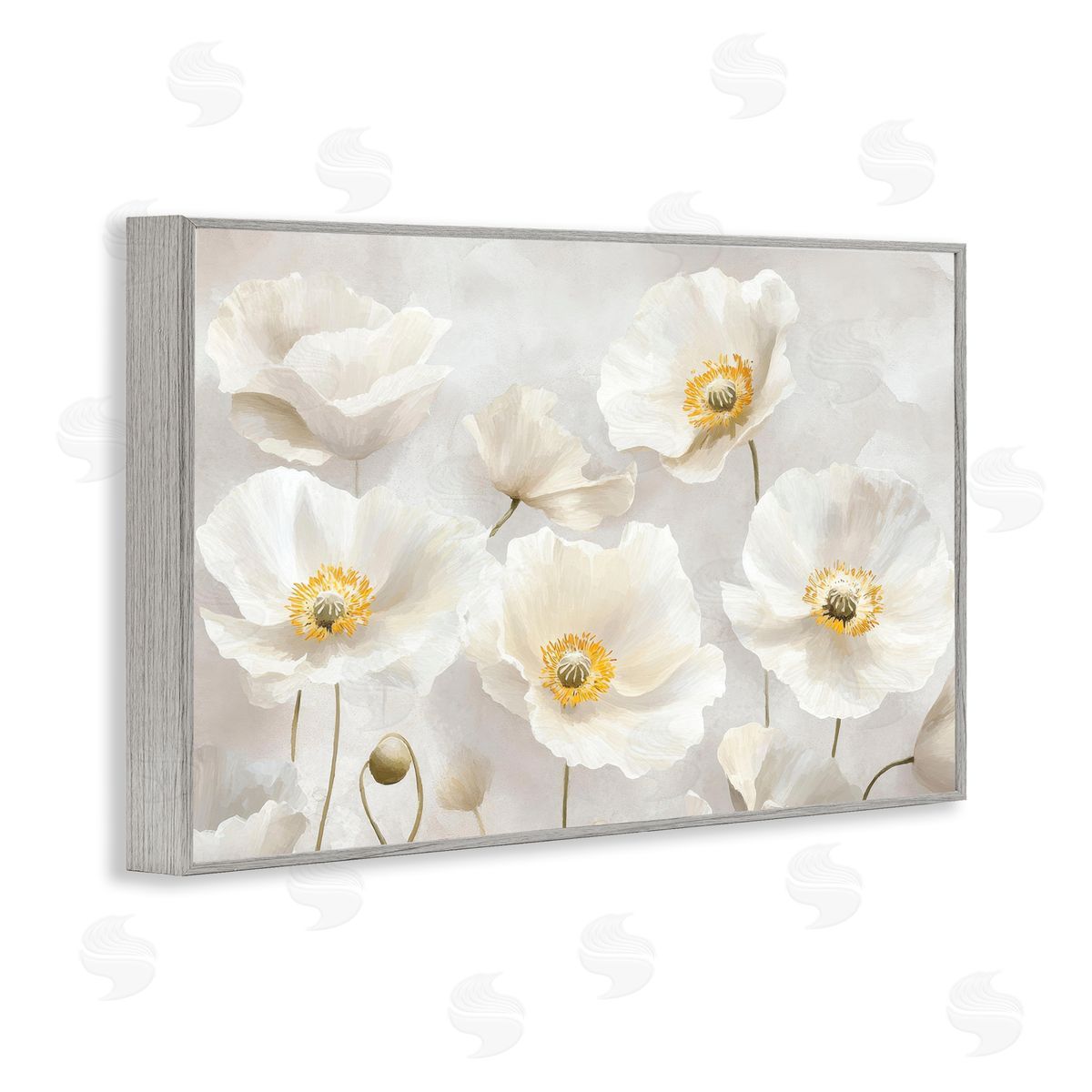 Petal Prints Design Elegant White Floral Canvas Wall Art Print