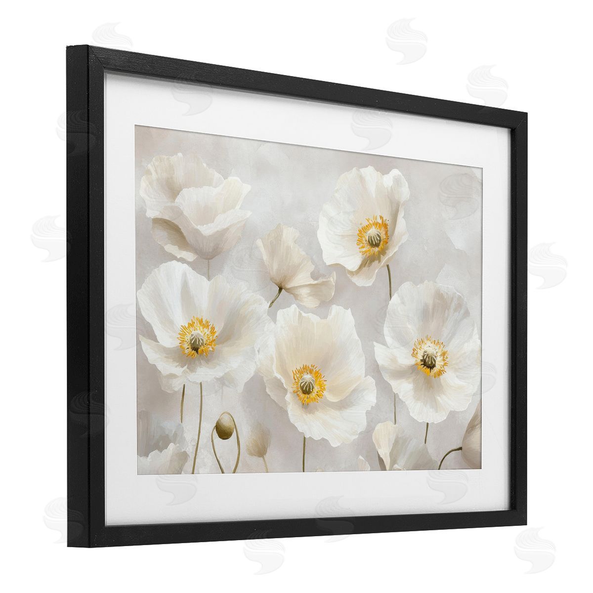 Petal Prints Design Elegant White Floral Canvas Wall Art Print