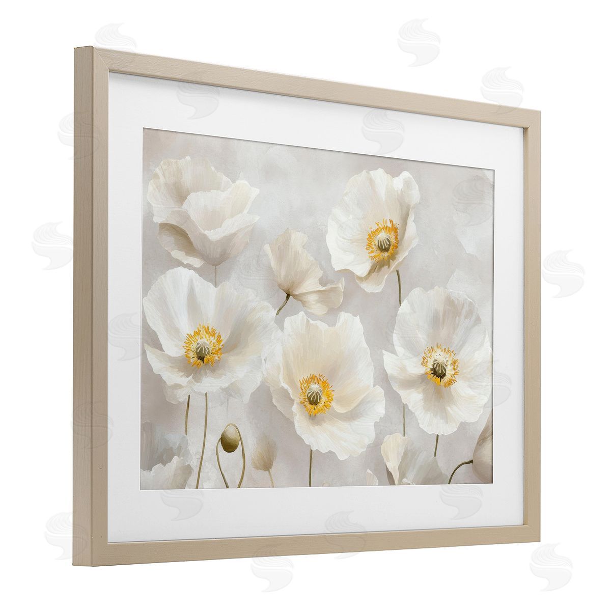 Petal Prints Design Elegant White Floral Canvas Wall Art Print