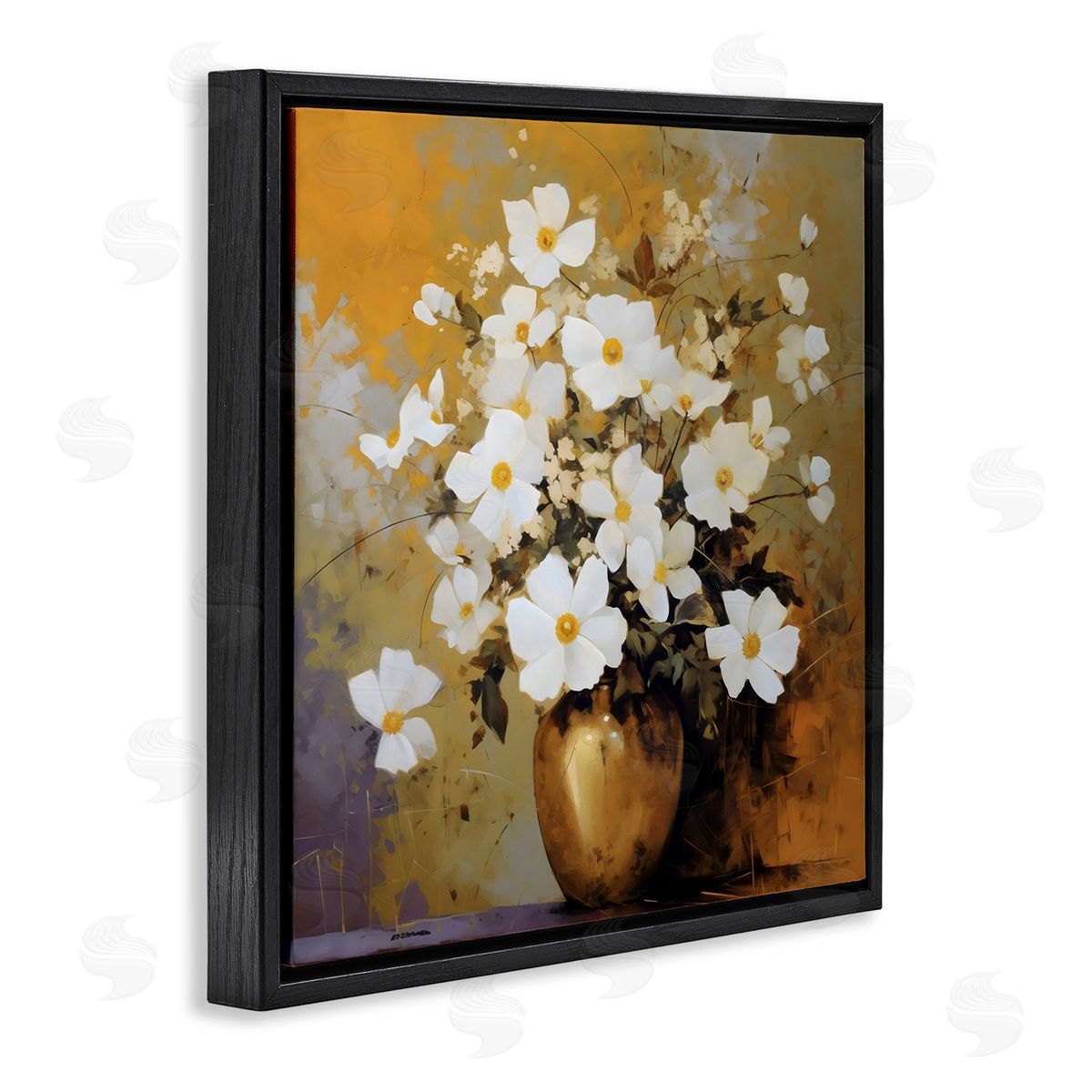 LSR Creative Studio Golden Vase with Daisies Canvas Wall Art Print