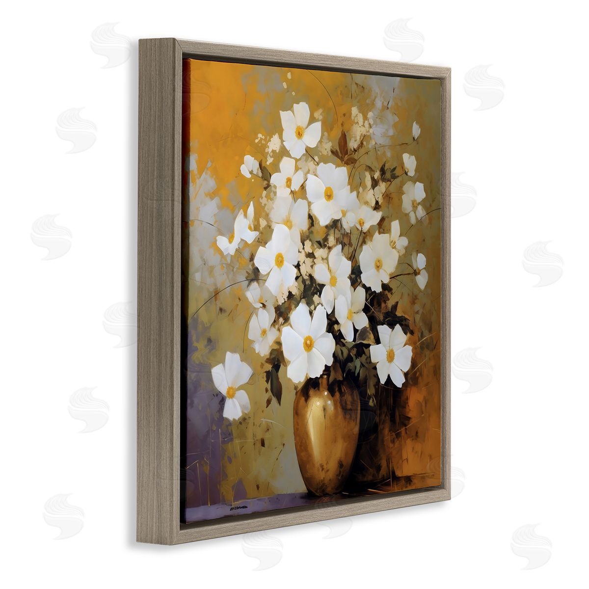 LSR Creative Studio Golden Vase with Daisies Canvas Wall Art Print