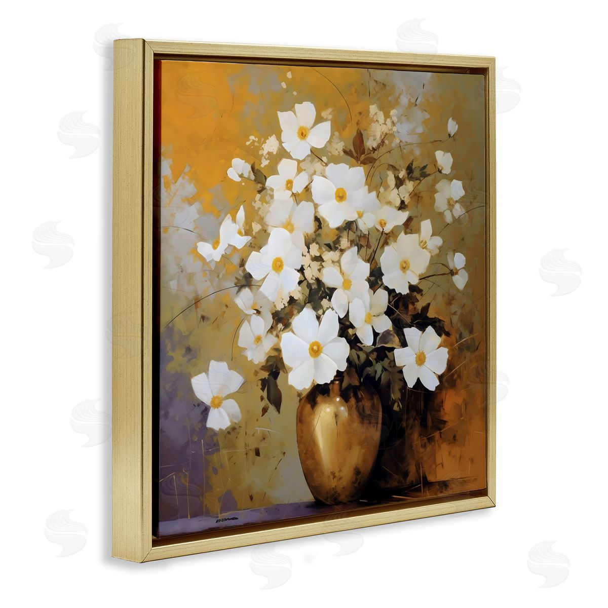 LSR Creative Studio Golden Vase with Daisies Canvas Wall Art Print
