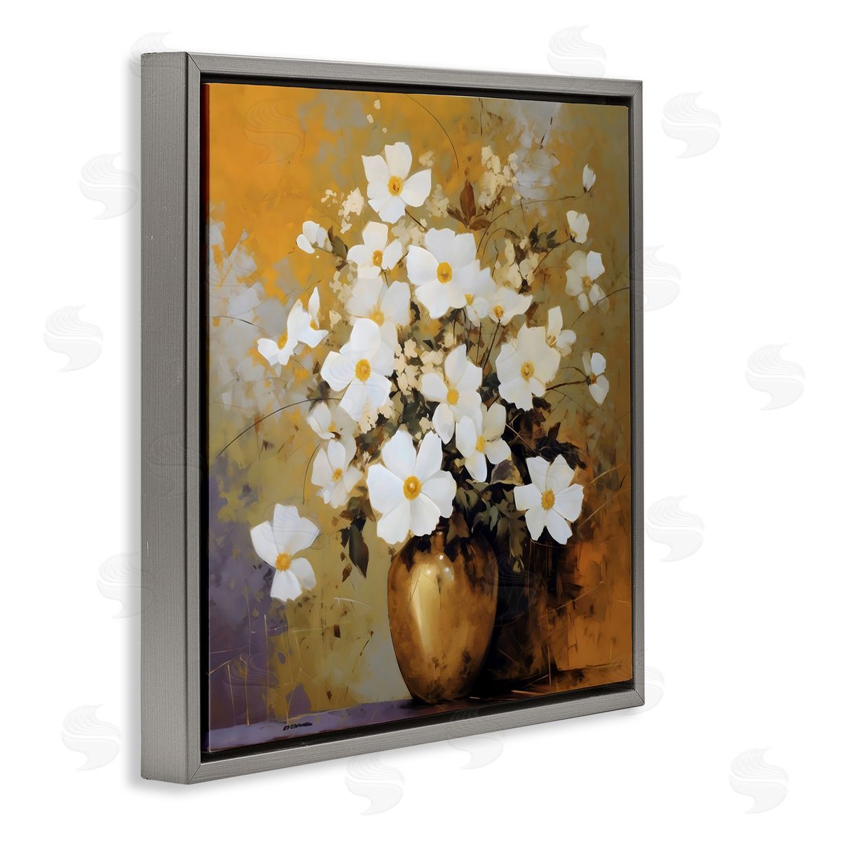 LSR Creative Studio Golden Vase with Daisies Canvas Wall Art Print