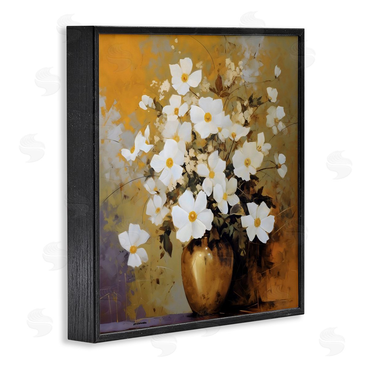 LSR Creative Studio Golden Vase with Daisies Canvas Wall Art Print