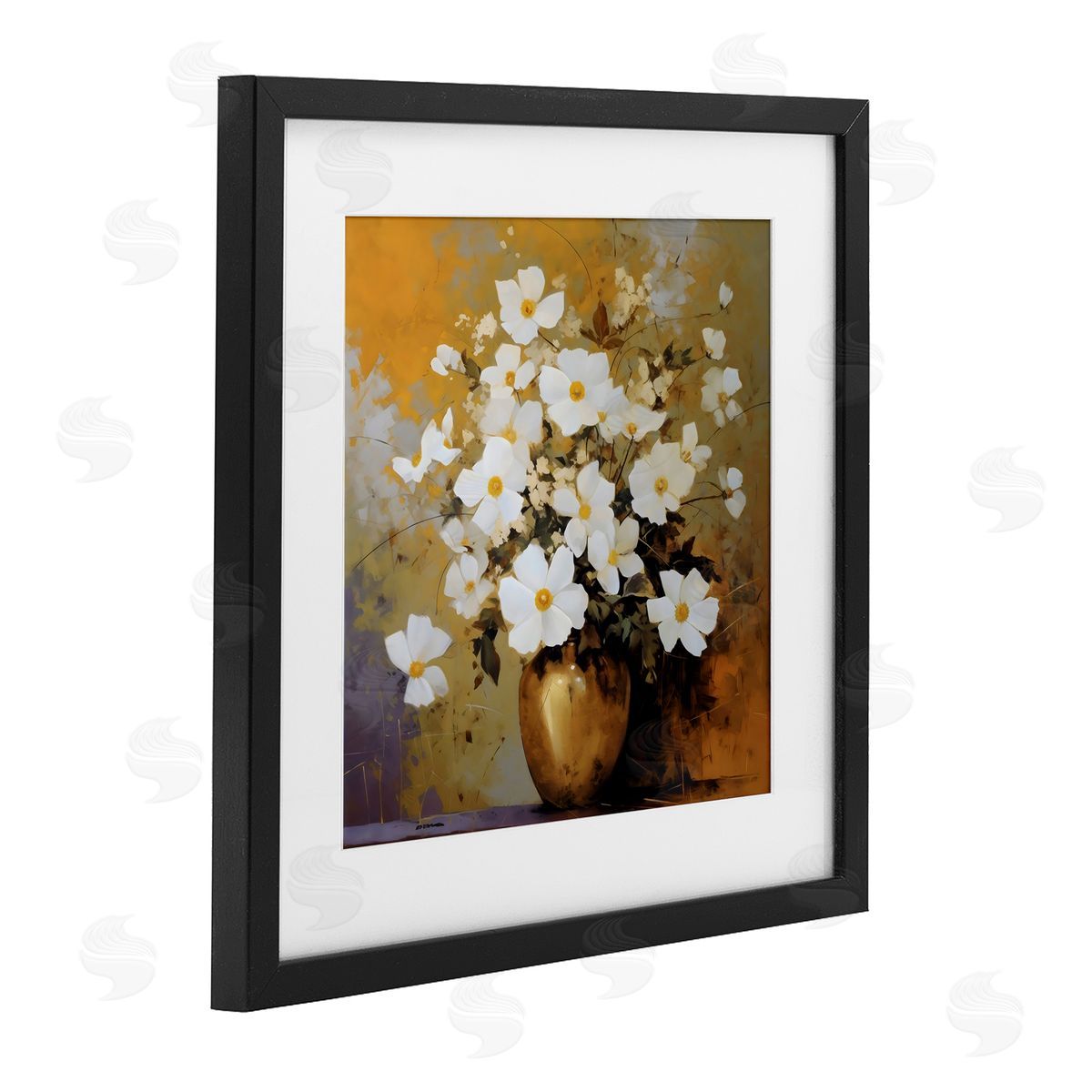 LSR Creative Studio Golden Vase with Daisies Canvas Wall Art Print