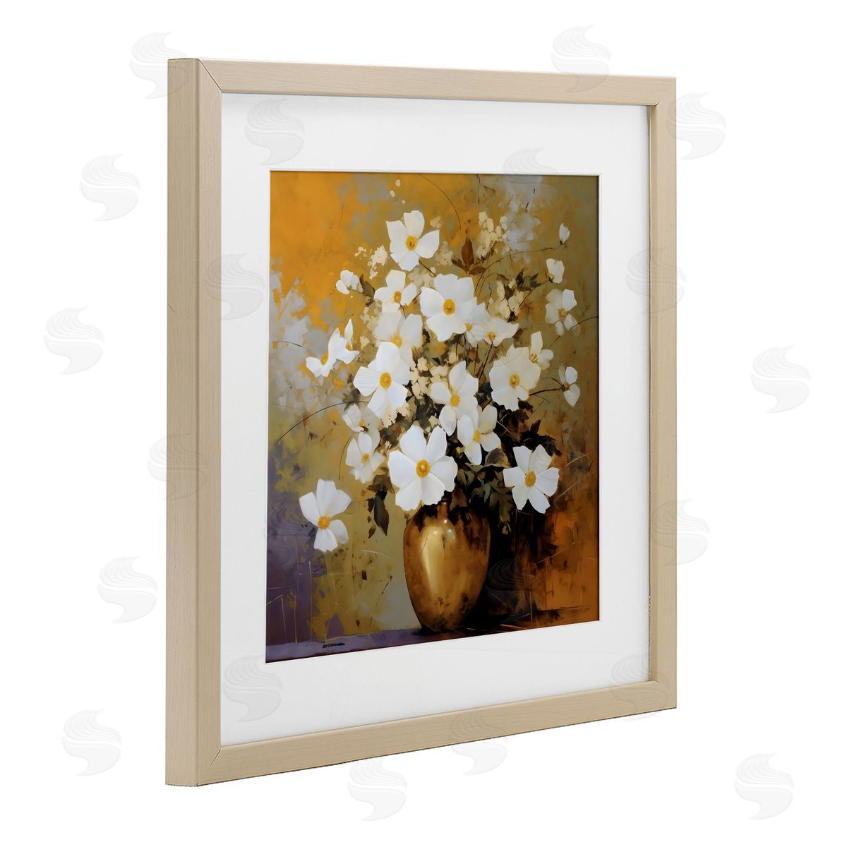 LSR Creative Studio Golden Vase with Daisies Canvas Wall Art Print