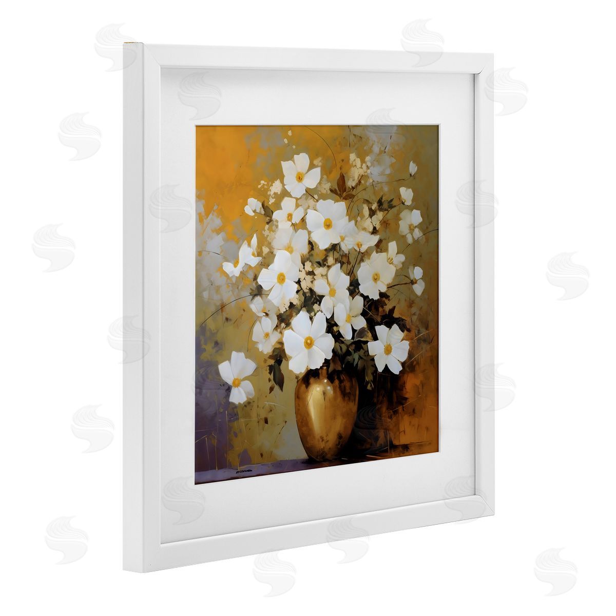 LSR Creative Studio Golden Vase with Daisies Canvas Wall Art Print