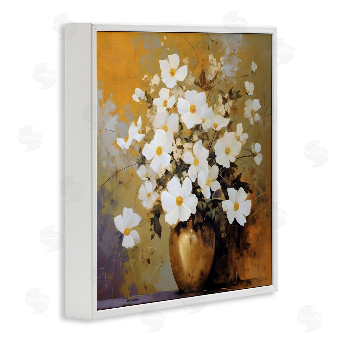 LSR Creative Studio Golden Vase with Daisies Canvas Wall Art Print