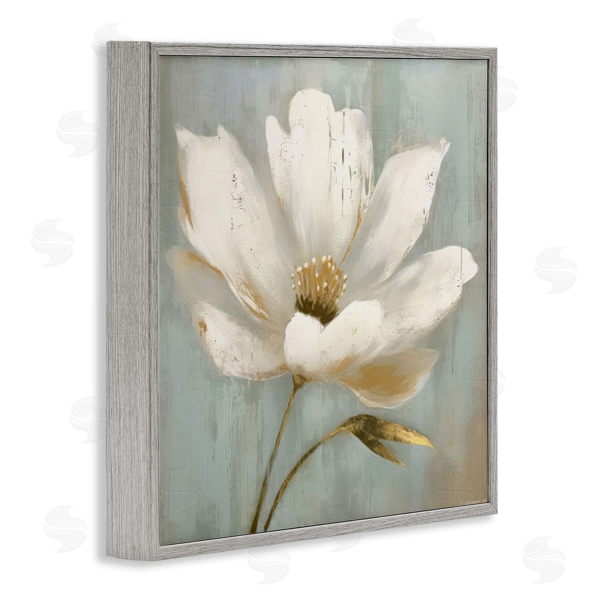 LSR Creative Studio Gold Brushed Flower Canvas Wall Art Print