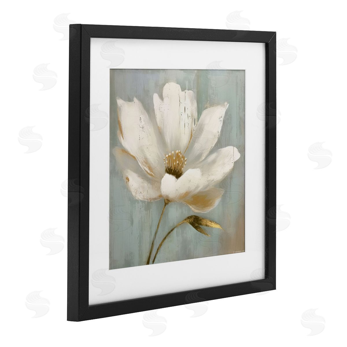 LSR Creative Studio Gold Brushed Flower Canvas Wall Art Print