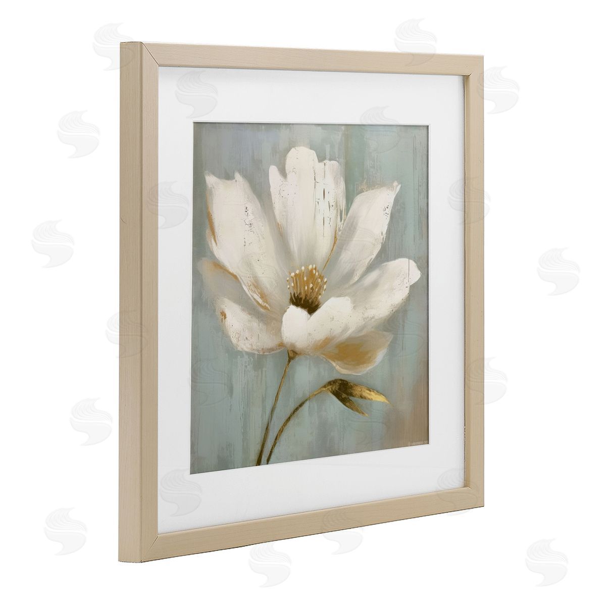 LSR Creative Studio Gold Brushed Flower Canvas Wall Art Print