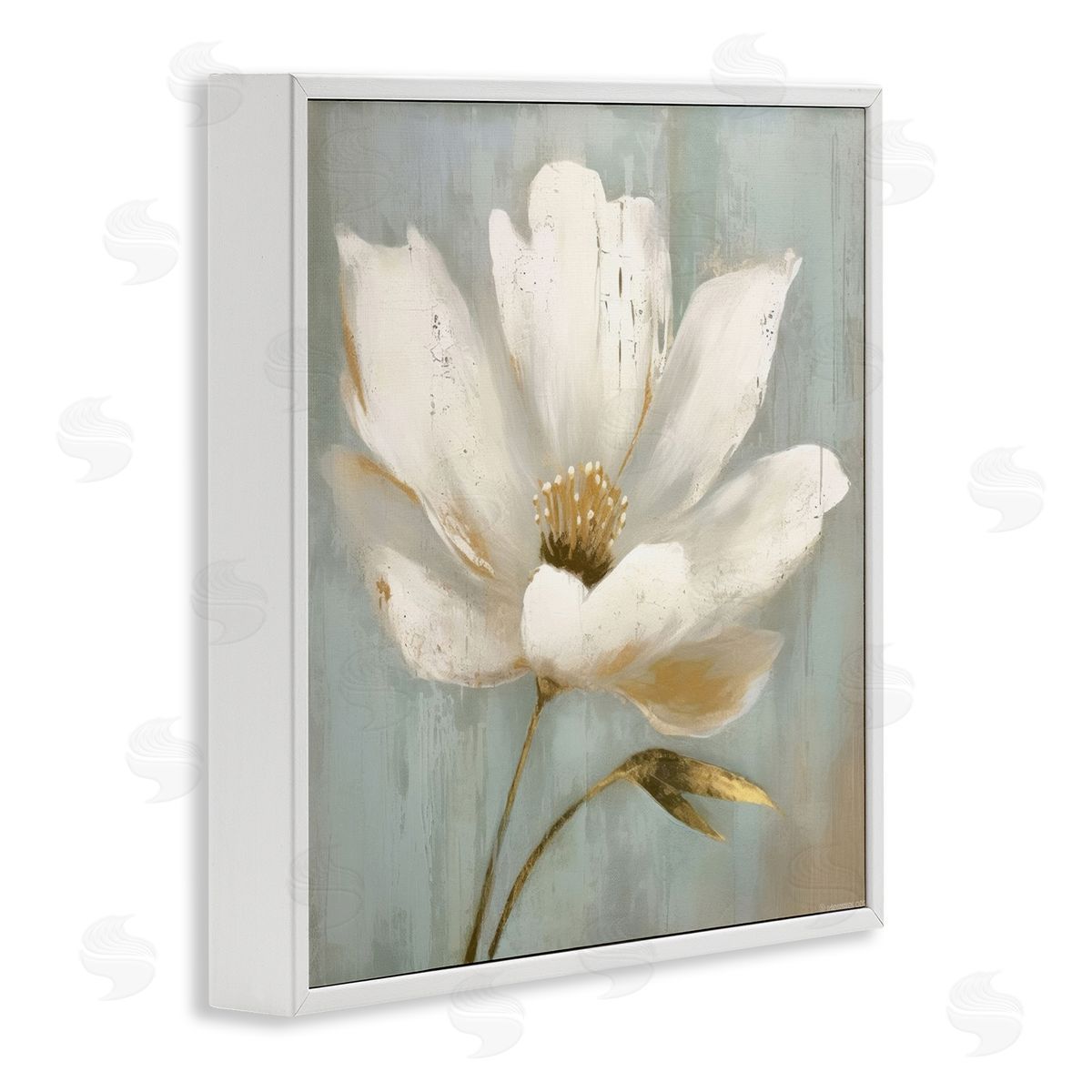 LSR Creative Studio Gold Brushed Flower Canvas Wall Art Print