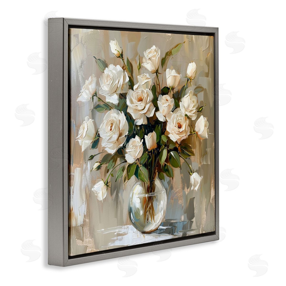 LSR Creative Studio White Roses In Vase Canvas Wall Art Print