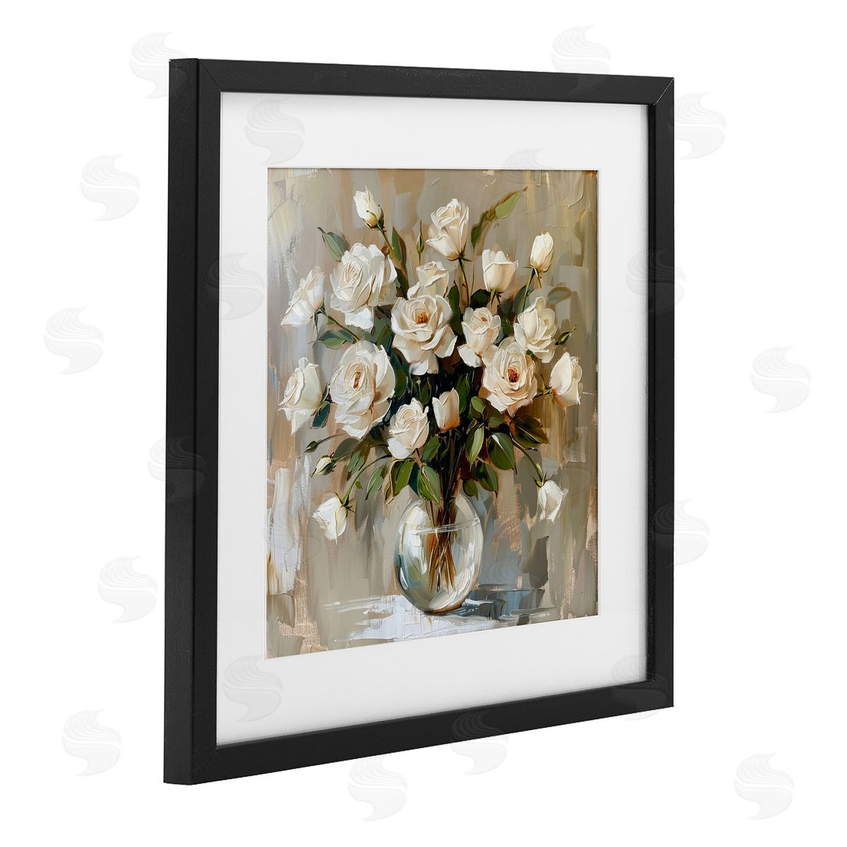 LSR Creative Studio White Roses In Vase Canvas Wall Art Print