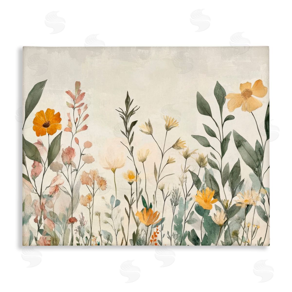 Petal Prints Design Shades Of Yellow Flowers Canvas Wall Art Print