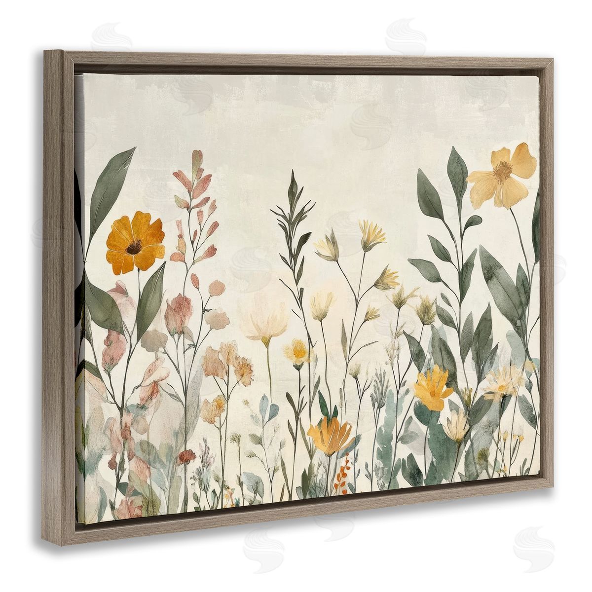 Petal Prints Design Shades Of Yellow Flowers Canvas Wall Art Print