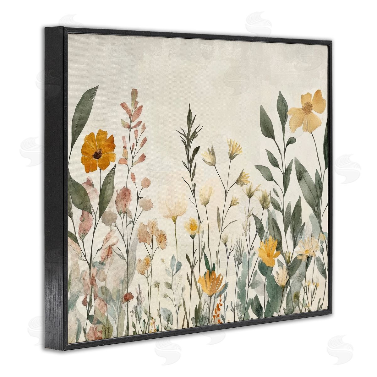 Petal Prints Design Shades Of Yellow Flowers Canvas Wall Art Print
