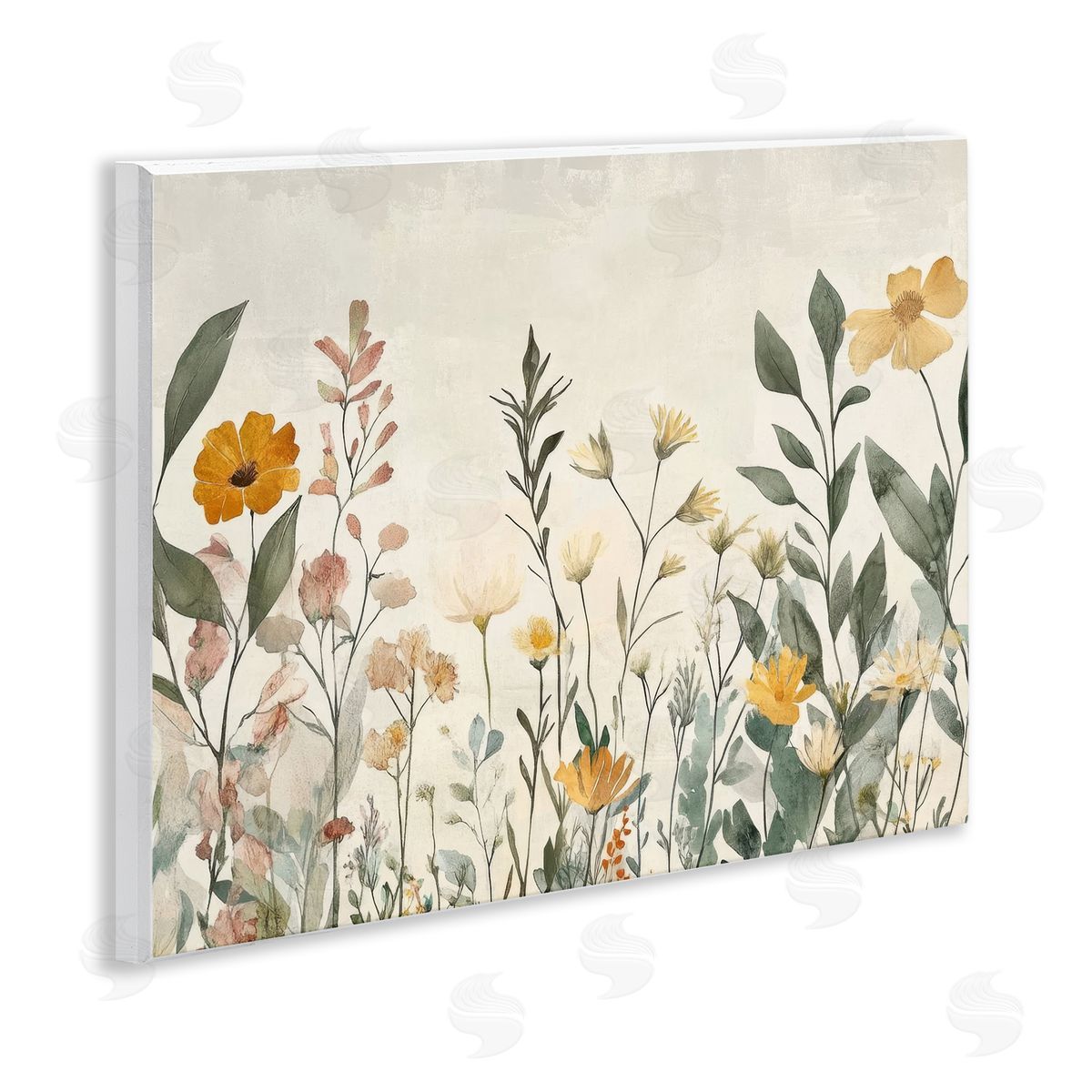 Petal Prints Design Shades Of Yellow Flowers Canvas Wall Art Print